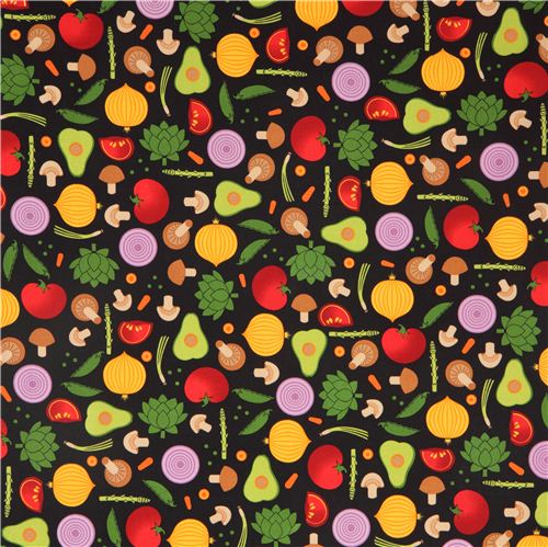 black vegetable fabric de Robert Kaufman USA Metro Market 3