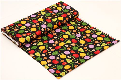 black vegetable fabric de Robert Kaufman USA Metro Market 4