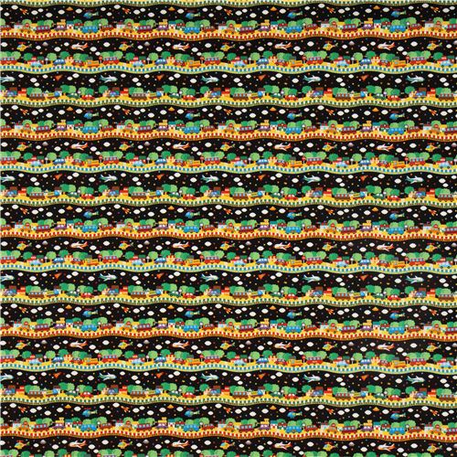 black vehicle stripe oxford fabric for boys Kokka Japan 2