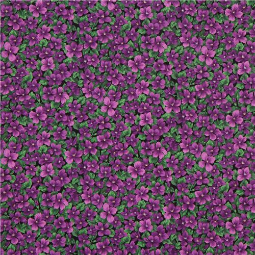 black violets flower fabric by Timeless Treasures USA 2