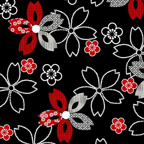 black white dot red flower fabric by StudioE 'Essentials 10' Flower