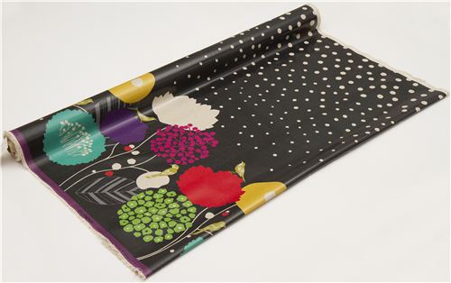 black wildflower echino laminate fabric bird flower 3