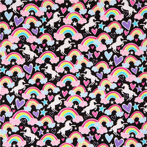 blackUnicorn & Rainbow fabric by Timeless Treasures 2
