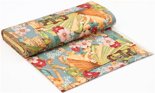 blue Alexander Henry fabric men farm flower Plowing the Field 3