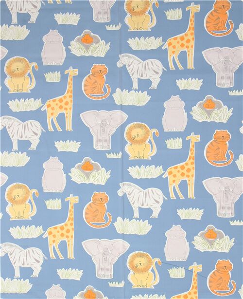 blue Alexander Henry heavy oxford fabric with tigers and lions - modeS4u