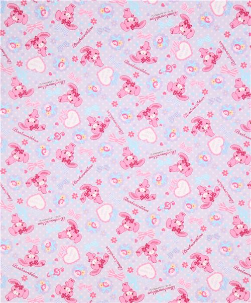 blue Bonbonribbon bunny dots bows Sanrio oxford fabric from Japan 2