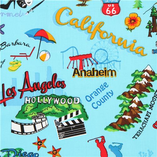 blue California fabric Los Angeles Timeless Treasures - modeS4u