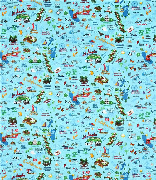 blue California fabric Los Angeles Timeless Treasures 2