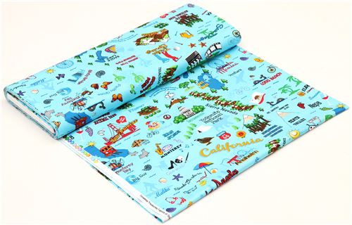 blue California fabric Los Angeles Timeless Treasures 3