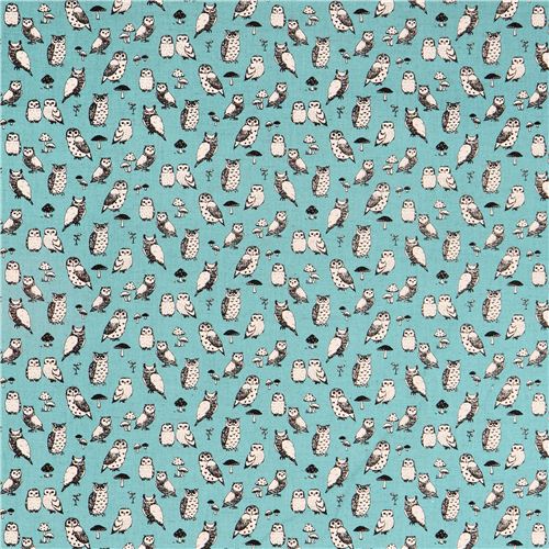 blue Canvas owl fabric by Kokka from Japan 2