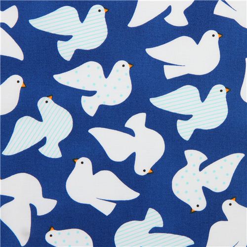 blue Christmas fabric with dove of peace Navy Jingle 3 Royal by Robert