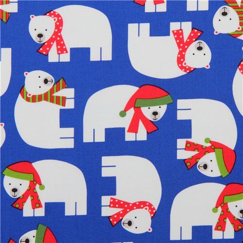 Blue Christmas Fabric With Polar Bears Jingle Royal By Robert Kaufman ...