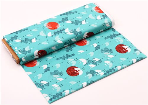blue Cloud 9 cranes animal organic fabric tsuru 3