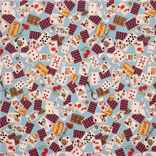 blue Cosmo Alice in Wonderland fairy tale fabric from Japan 2