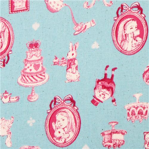 blue Cosmo Alice in Wonderland fairy tale frame fabric Japan 1
