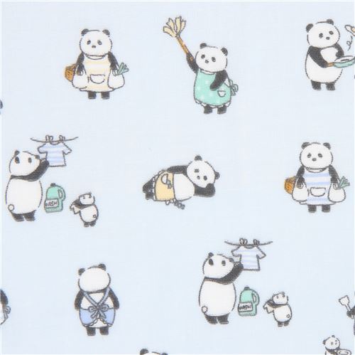Blaue Double-Gauze mit Pandas von Cosmo Stoff
