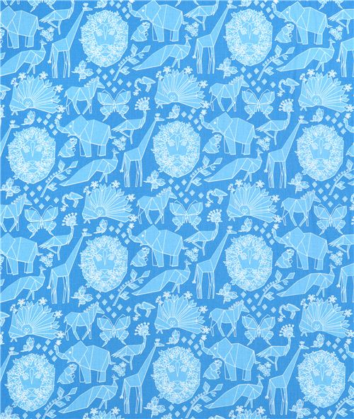 blue Fold Origami animals fabric Origami Oasis Michael Miller USA 2