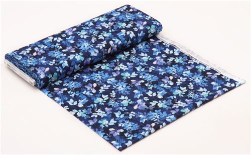 blue 'Garden Allure' spotted leaves fabric Cobalt Robert Kaufman USA ...