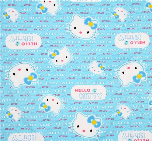 blue Hello Kitty fabric with big Hello Kitty heads 2