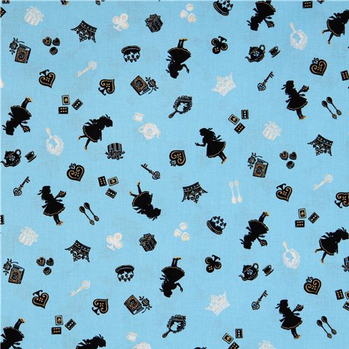 blue Japanese fabric Alice in Wonderland Cosmo 2