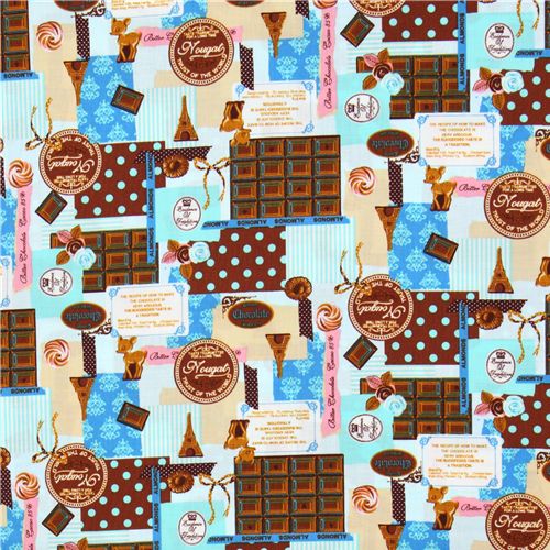 blue Japanese fabric France chocolate Cosmo 2