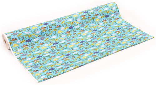 blue Kokka dinosaur oxford fabric for boys from Japan 3