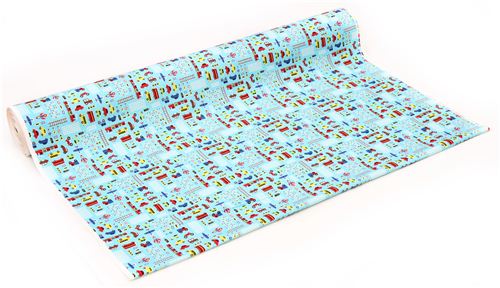 blue Kokka vehicle car oxford fabric for boys from Japan Fabric by ...