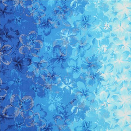 Blauer Lecien Stoff schöne Blume mit Glitzer Stoff