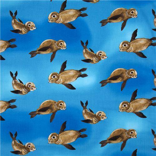 blue Michael Miller USA designer fabric seals 2