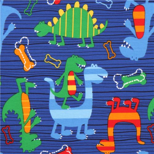 blue Michael Miller fabric Dino Dudes cute dinosaur Fabric
