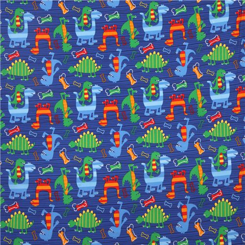 blue Michael Miller fabric Dino Dudes cute dinosaur - modeS4u