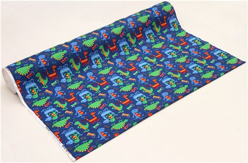 blue Michael Miller fabric Dino Dudes cute dinosaur 3
