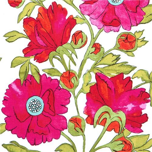 blue Michael Miller fabric pink flowers by Laura Gunn 1