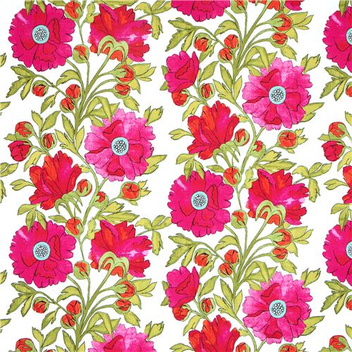 blue Michael Miller fabric pink flowers by Laura Gunn 2