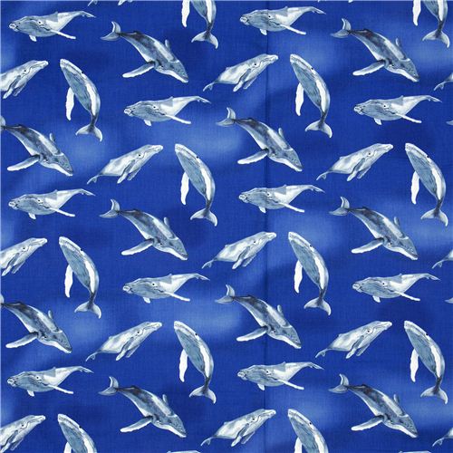 blue Michael Miller fabric with humpback whale Ocean 2