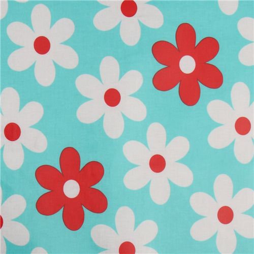 blue Michael Miller premium laminate fabric flowers 1