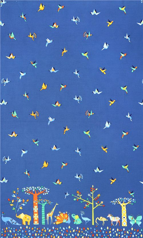 blue Oasis Border animal border fabric Michael Miller Origami Oasis 2