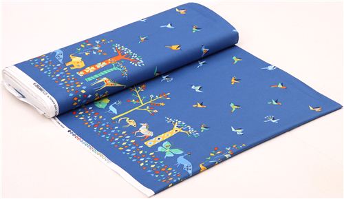 blue Oasis Border animal border fabric Michael Miller Origami Oasis 4