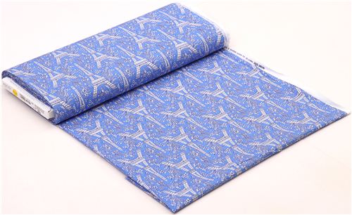 blue Paris Eiffel Tower flower fabric Michael Miller Petite Paris 4