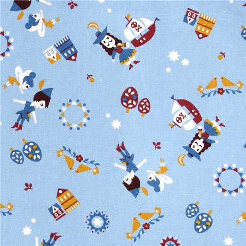 blue Peter Pan Kokka oxford cloth fabric fairy tale 2
