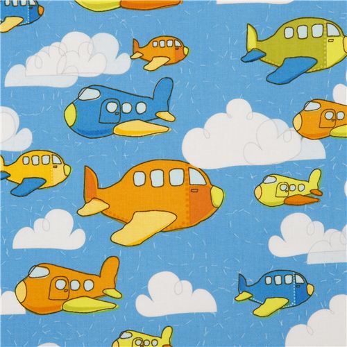 blue Riley Blake airplane fabric for boys 1