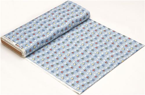 blue Riley Blake helicopter & clouds fabric USA 3