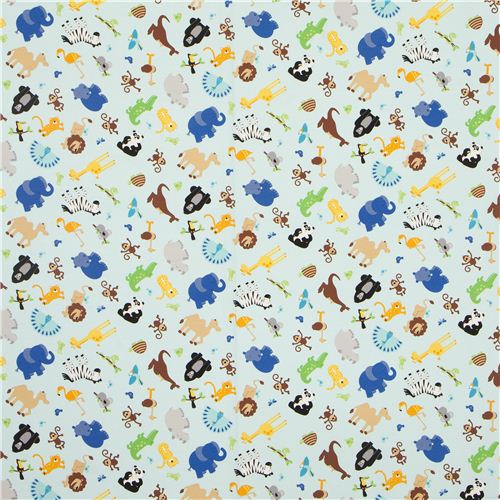 blue Riley Blake knit fabric with animals from the USA 2