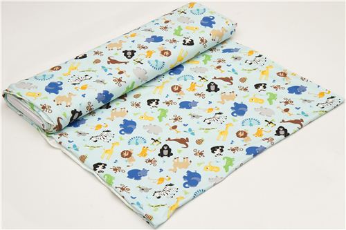 blue Riley Blake knit fabric with animals from the USA 3