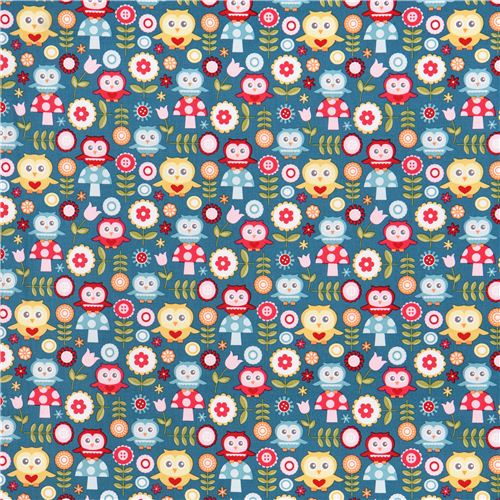 blue Riley Blake owl forest fabric Fine & Dandy Fabric by Riley Blake ...