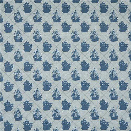 blue Riley Blake pirate ship fabric from the USA 2