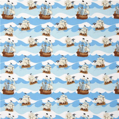 blue Riley Blake pirate ships fabric designer fabric 2