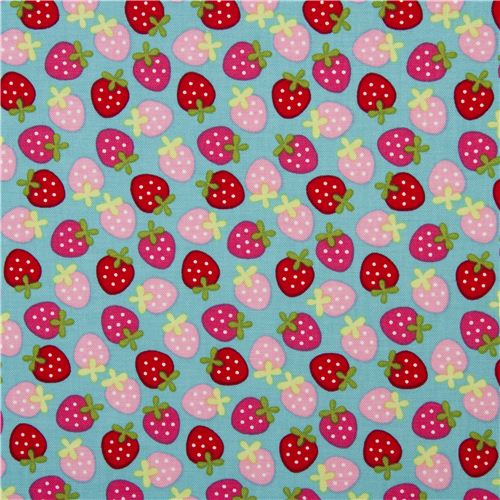 blue Riley Blake strawberry fabric from the USA 2