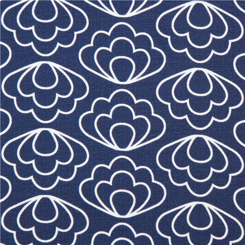 blue 'Ripple' flower Cloud 9 organic Barkcloth fabric Fabric by Cloud 9 ...