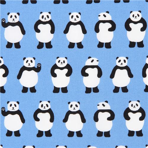 blue Robert Kaufman black white panda fabric Sevenberry Mini Prints 2